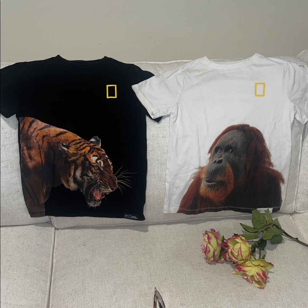National Geographic Kids Orangutan and Tiger Tees - White and Black